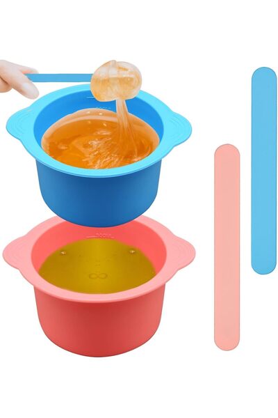 Generic 2 Pcs Silicone Wax Warmer Liners with Spatula Sticks, Non-Stick Reusa...