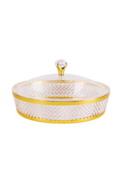 Generic 30cm Transparent Acrylic Round Tray with Lid and Elegant Gold Accent ...