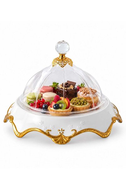 Generic LIFE SMILE Cake Stand with Lid - Multifunctional Serving Dish and Cak...