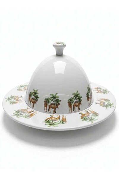 Generic Yuniverse Melamine Serving Tray with Dome Lid, 32 cm, White with Came...