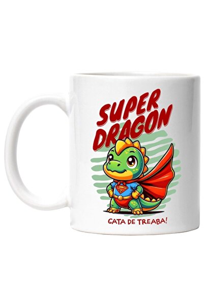 INOVATIX Personalized white mug, Cartoon Dragon With Red Cape And Super Hero ...