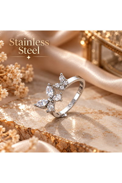 stainless steell Brass Silver Color Tarnish Resistant Plated Zircon Stone Adj...