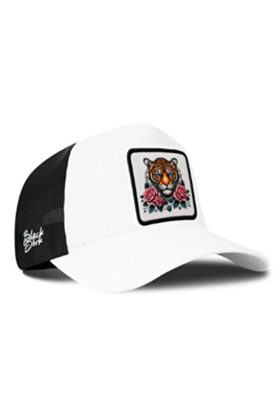 BlackBörk White-Black Trucker Hat with Tiger Logo