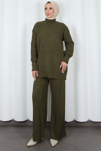 HNT Hayrunnisa Tesettür Half Turtleneck Collar Detailed Knitwear Suit with Tr...