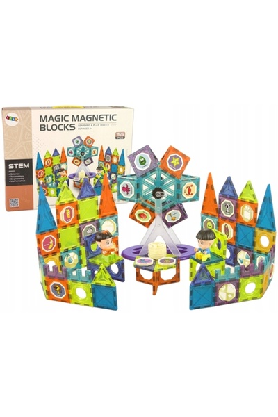 LeanToys Blocuri magnetice Construcție 3D Moara Vântului lui Diavolul 155 Pie...