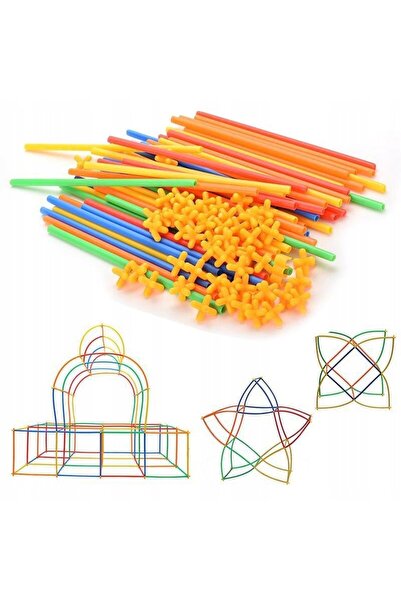 DexXer Set creativ de 800 de piese de blocuri de construcție din paie, jucări...