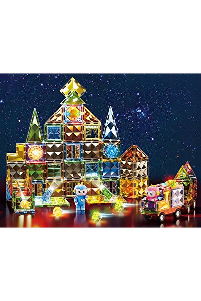 ChRLD Set creativ de blocuri magnetice luminoase pentru construcții, 110 pies...