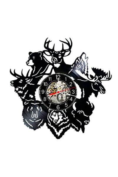 OEM Decorative wall clock made from vinyl record, Wild Animals Deer Bear Wolf...