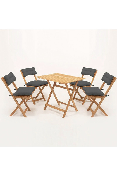 Meya Dekor 4+1 Minderli Balkon Bahçe Mutfak Bistro Set Katlanır Masa-sandalye...