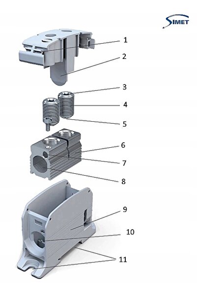 Simet Conector terminal Al/Cu monopolar pentru conductor de 300mm² pentru bar...