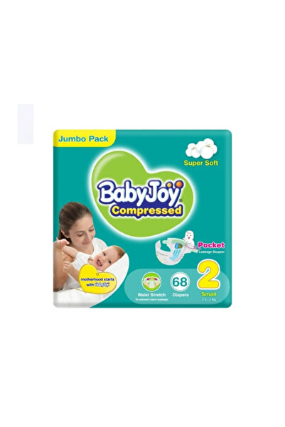 BabyJoy فوطة ماسية مضغوطة، مقاس 2، صغير، 3.5-7 كجم، عبوة ضخمة، 68 حفاضة