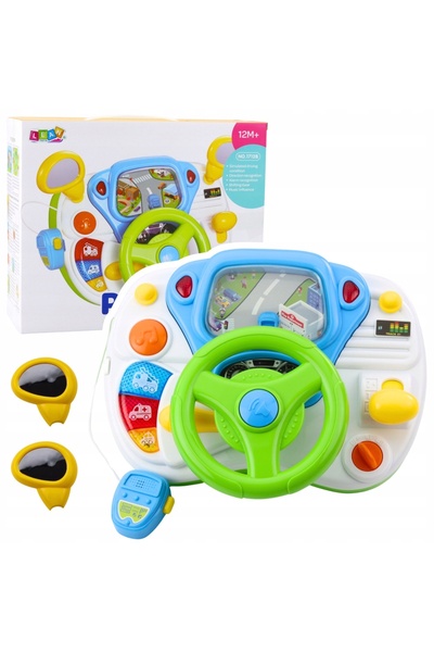 LeanToys Simulator de condus cu volan, educativ, interactiv, cu sunete și lum...