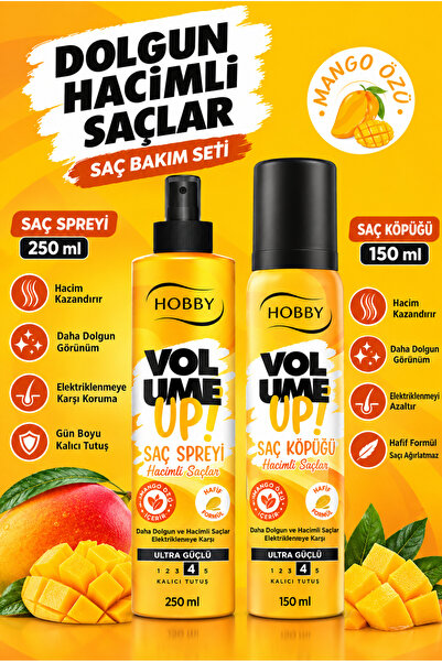 Hobby Volume Up Sprey + Köpük Dolgun Hacimli Saçlar Bakım Seti