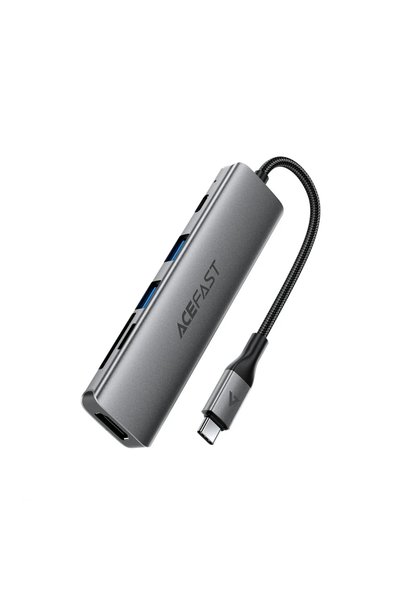 Acefast Διανομέας USB J18 USB-C 6-σε-1 HDMI 4K PD 90W Γκρι