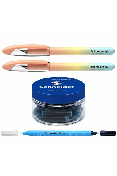 SCHNEIDER Set de 2 pixuri roz Voyage, 30 de rezerve și 1 corector