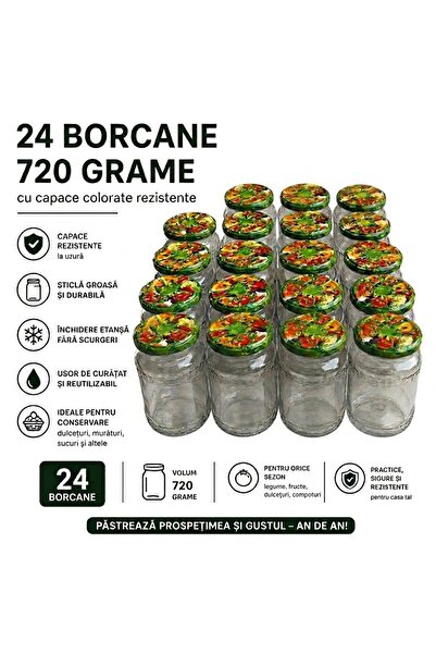 OEM XXL Set of 24 720 ml Jars with Metal Lids – Durable and Practical