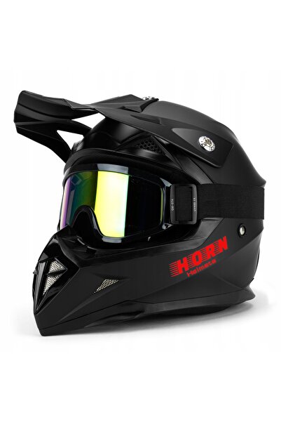 HORN CASCA DE MOTOCROSS JUNIOR MAT QUAD CU INTERCOM + OCHELARI XS 48-49cm