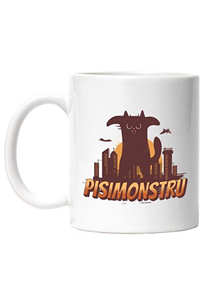 INOVATIX Personalized white mug, huge Black Monster Cats. Furry Animal Cat Lo...