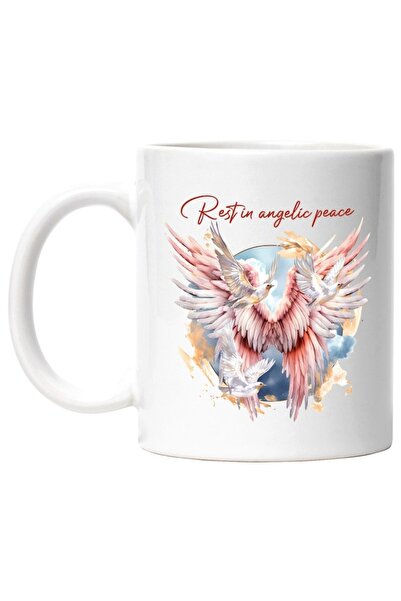 INOVATIX Cana alba personalizata,pasari si aripi de inger Rest in angelic pea...