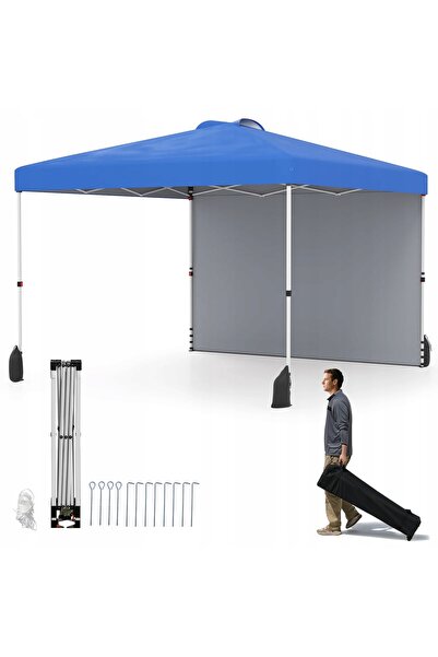 COSTWAY Pavilion de grădină pentru petreceri, albastru, 3x3m