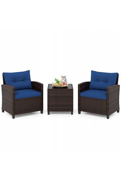 COSTWAY Set de mobilier de exterior din 3 piese cu masă și 2 fotolii