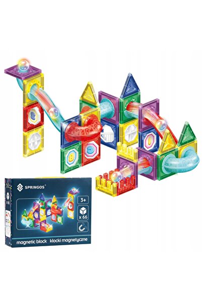 Springos CUBURI DE CONSTRUCȚIE MAGNETICE 3D COLORATE, JUCĂRII EDUCATIVE CU PA...