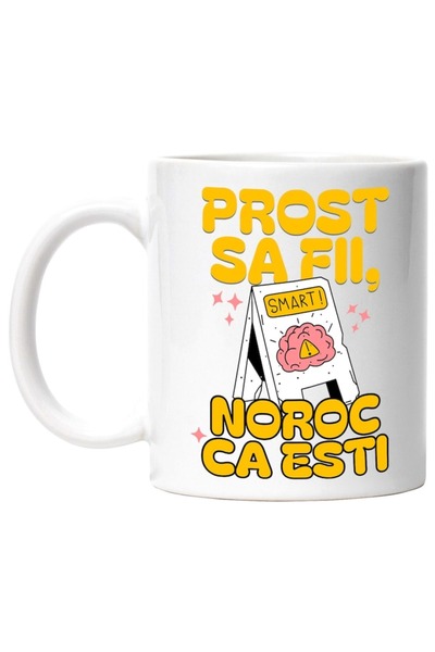 INOVATIX Cana alba personalizata,Pancarda Cu Animatie Creier Uman Smart Prost...