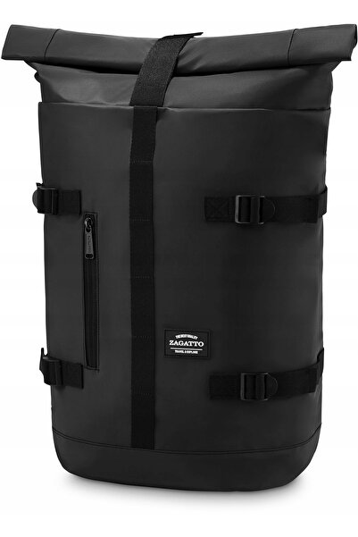 zagatto Rucsac unisex urban negru roll-top A4 pentru ciclism