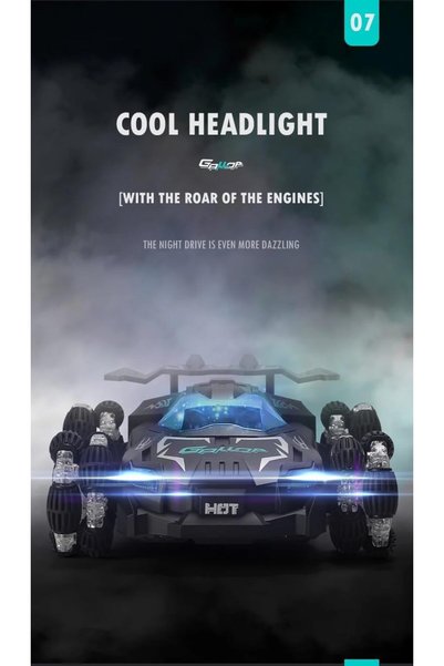 Generic RC Stunt Racing Car with Spray & LED Lights, 2.4GHz Remote Control Mecanum Wheel Drift Car 360°