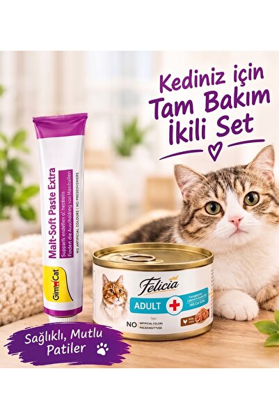Gimcat Malt-Soft Extra 100 g + Felicia Adult 85 g Kedi Bakım Seti