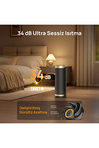 DREO Solaris Slim H3S Akıllı Seramik Isıtıcı 2000W – 70° Salınım, Wi-Fi & Sesli Kontrol, ECO Mod, 12 Saat Zamanlayıcı, Sessiz Çalışma