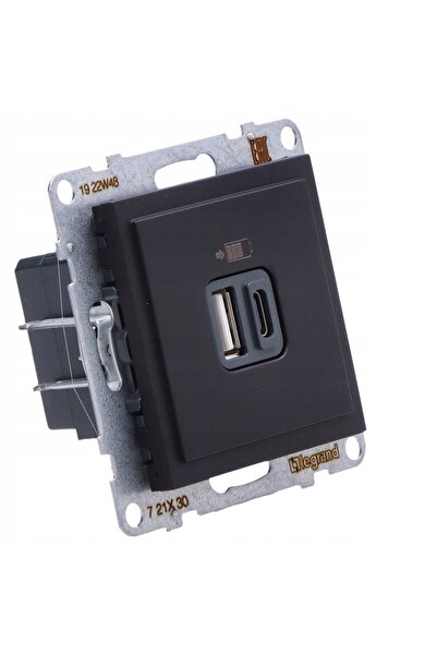 Legrand Priză USB Tip A + C - 5 V - 3 A, NEGRU SUNO