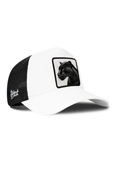 BlackBörk White-Black Trucker Hat with Panther Logo
