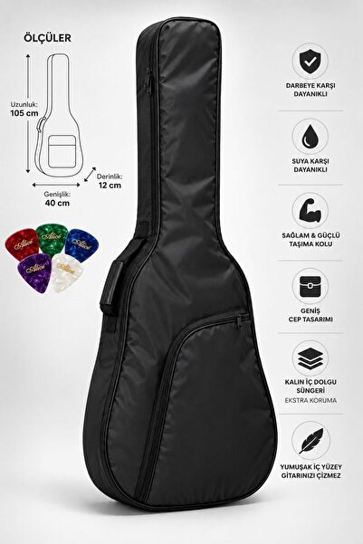 KGC-40BK Siyah Klasik Gitar Softcase Kalın Pedli Suya Dayanıklı Gitar Kılıfı