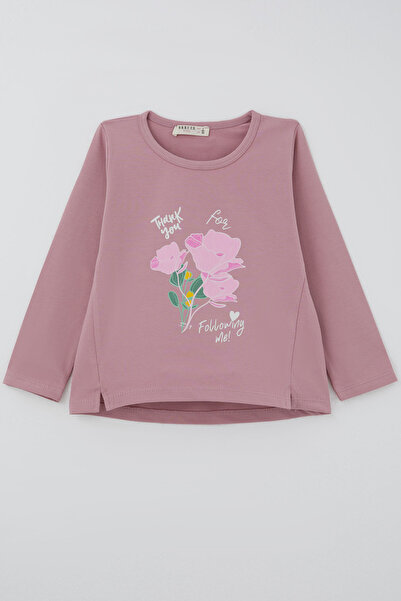 Breeze Girl's Long Sleeve T-Shirt with Floral Print and Slits on the Sides, A...