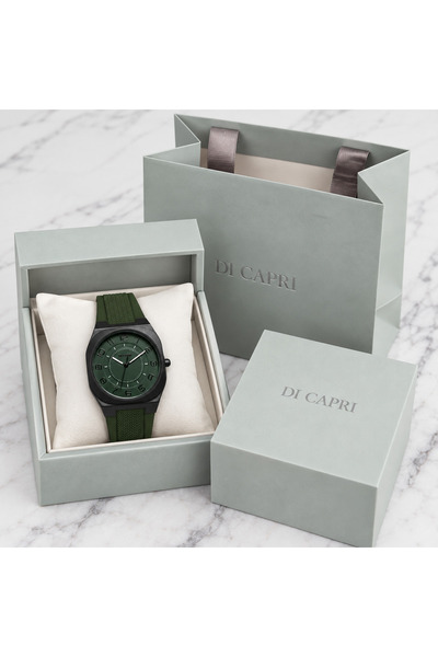 Generic Brand Di Capri Men's Green Watch with Black Case Looster Time