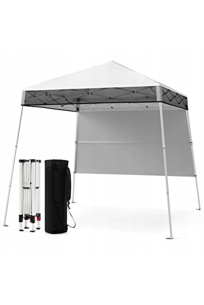 COSTWAY Pavilion pliabil, cort de grădină cu geantă, alb, 180 x 180 cm