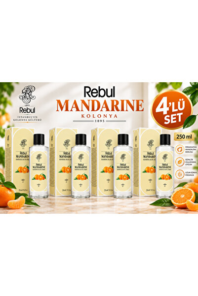 Rebul Mandarine 250 ml Cam Şişe Kolonya 4'lü Avantaj Seti
