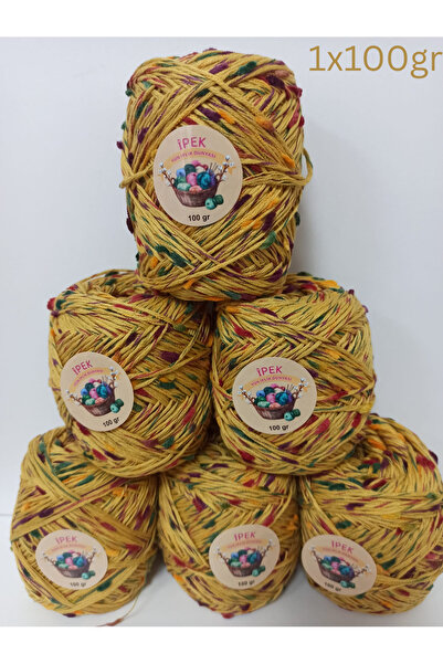 İPEK YÜN İPLİK DÜNYASI Bambu Koton Örgü İpi (Hardal Sarı,Ponpon) 100gr