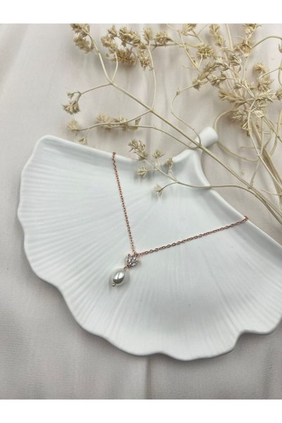 Lunarie Xuping Gold Alloy Zircon and Pearl Stone Drop Necklace - Vintage Elegant Non-Tarnish Anti-Allergy Fadeless Stylish Gift Women's Necklace