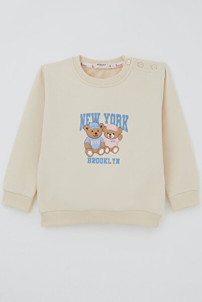 Breeze Girl's Sweatshirt with Friendly Bears Print, Ages 1.5-5, Cream