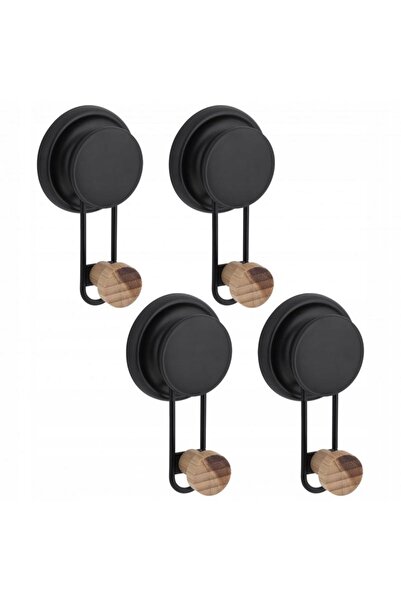 Yoka Home Set de cârlige de baie, 4 bucăți, cu ventuză, fără găurire, negru, ...