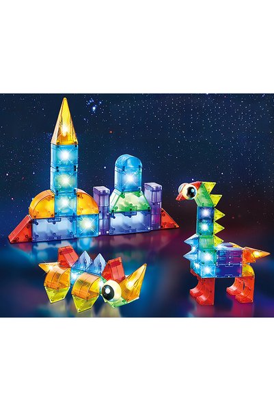 ChRLD Blocuri magnetice, Construcții, Elemente luminoase, Figurine 3D, 94 piese