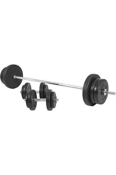 Gorilla Sports Set 14 discuri umplute cu ciment + bara 70 KG