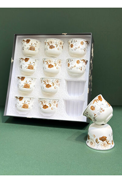 ALQANNAS Saudi Arabia Ceramic Plain Coffee Cup Set 12Pcs 45ml White Speckled
