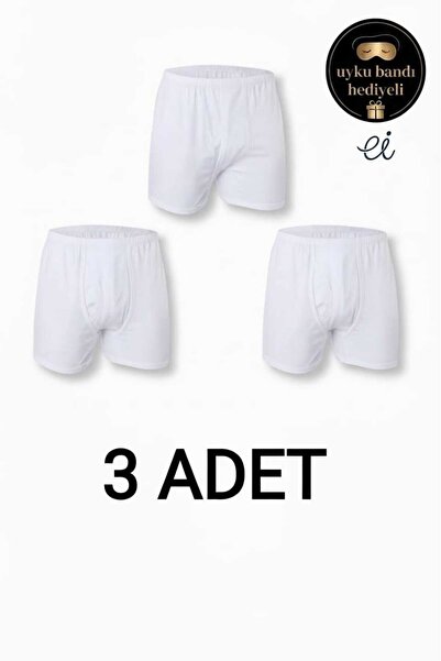 Seher Yıldızı 3-Pack White 100% Cotton Comfortable Fit Men's Long Boxer Short...