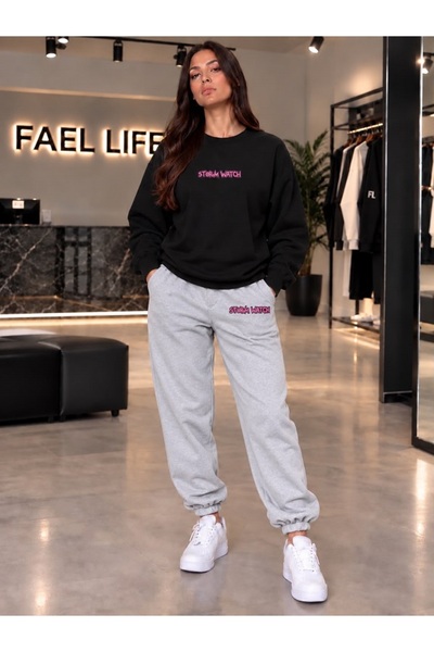 FAEL LİFE Φούτερ και Φόρμα Storm WATCH με στάμπα, Oversize Premium ΣΕΤ