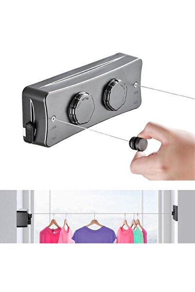 Generic Brand Uscător de rufe retractabil pentru balcon, 2 x 5,1M, din oțel i...