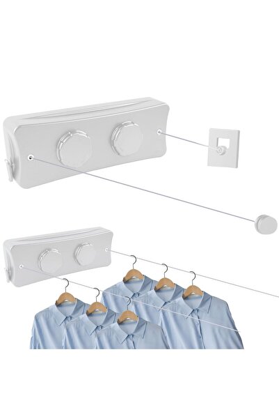 Generic Brand Uscător de rufe retractabil, Uscător de rufe retractabil din oț...