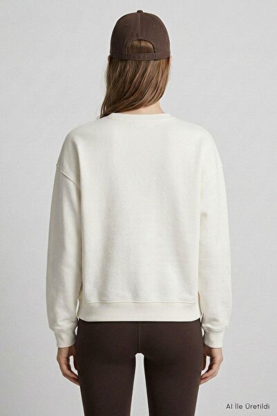 Rays Bisiklet Yakalı Basic Oversize Sweatshirt 954 Ekru